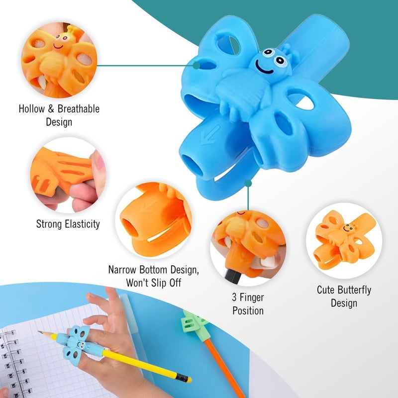 EXTRIC Pencil Grips for Kids Handwriting, 6 Pack Ergonomic Children Writing Aid, Training Posture Correction Tool, Pen Gripper, Cute Butterfly Shape Design for Kids and Preschoolers - Image 3